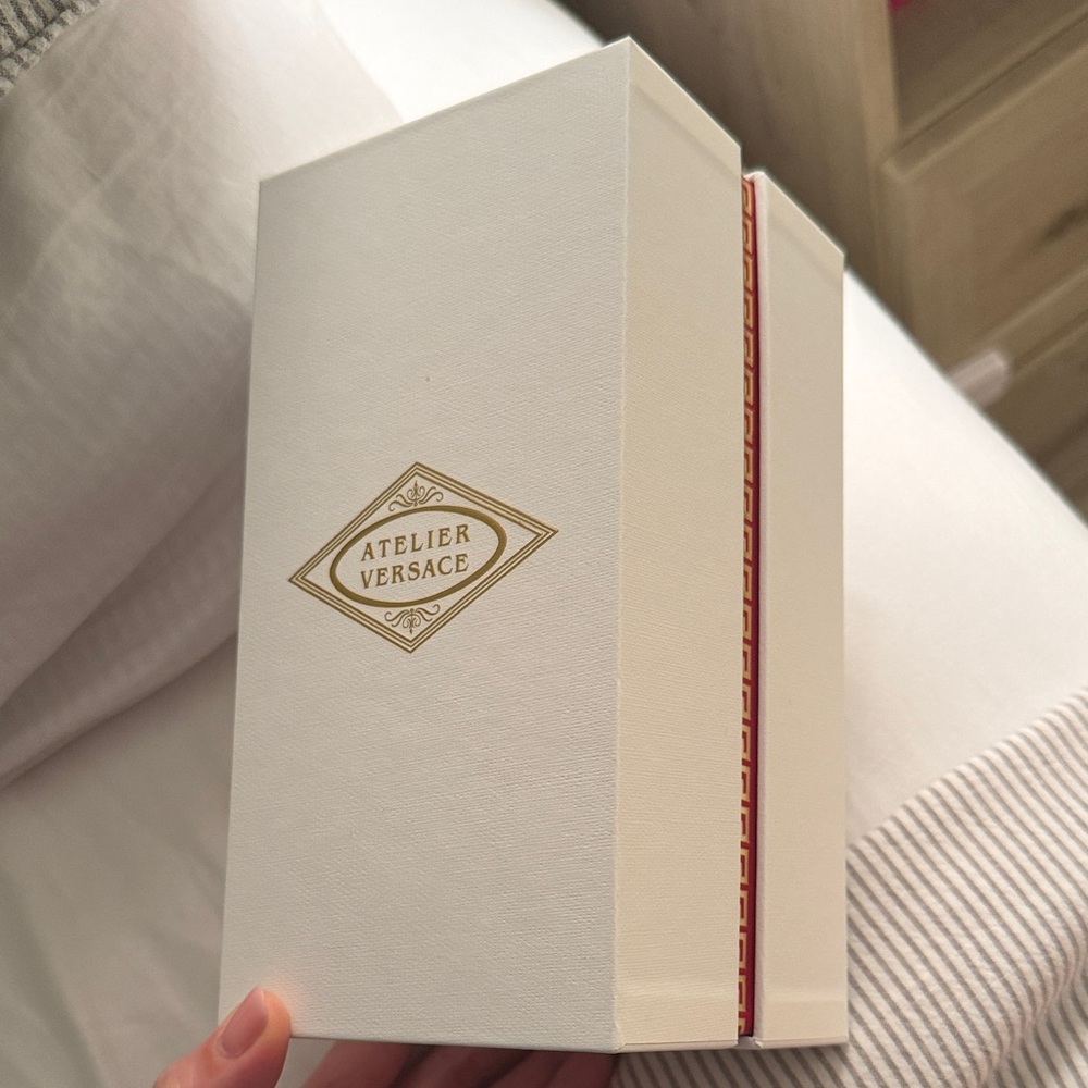 Versace White and Gold Mirror Box with Red Interior